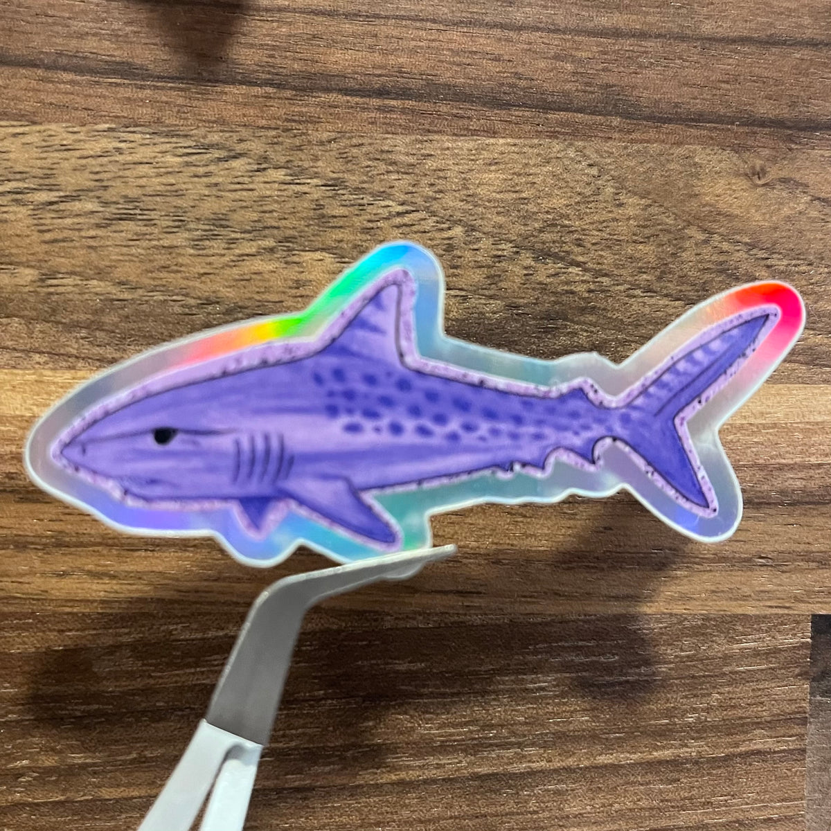 Purple Tiger Shark Holographic Vinyl Sticker