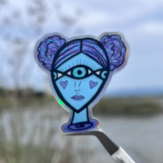 Space Buns Holographic Sticker
