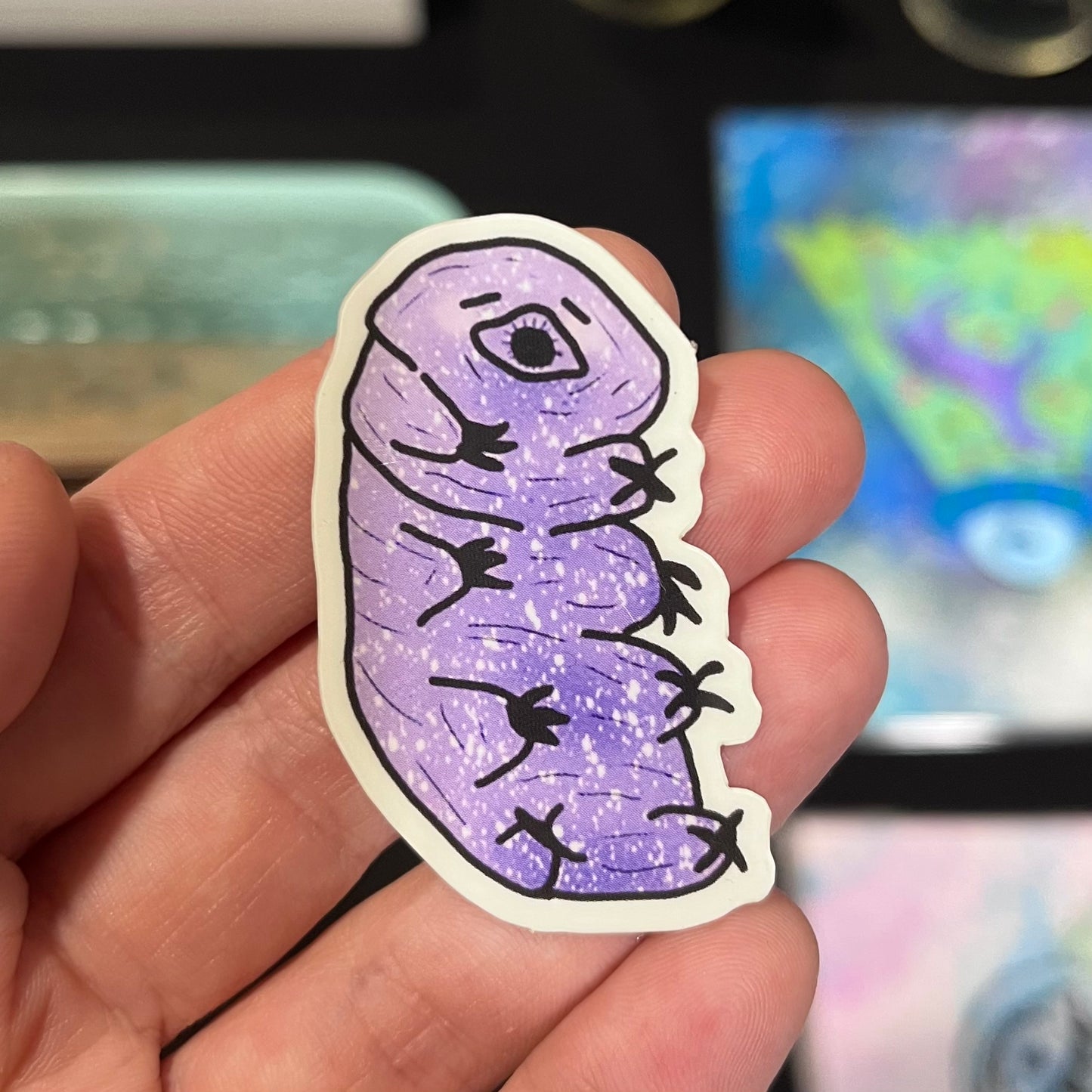 Blushing Tardigrade Glow in the Dark Vinyl Sticker